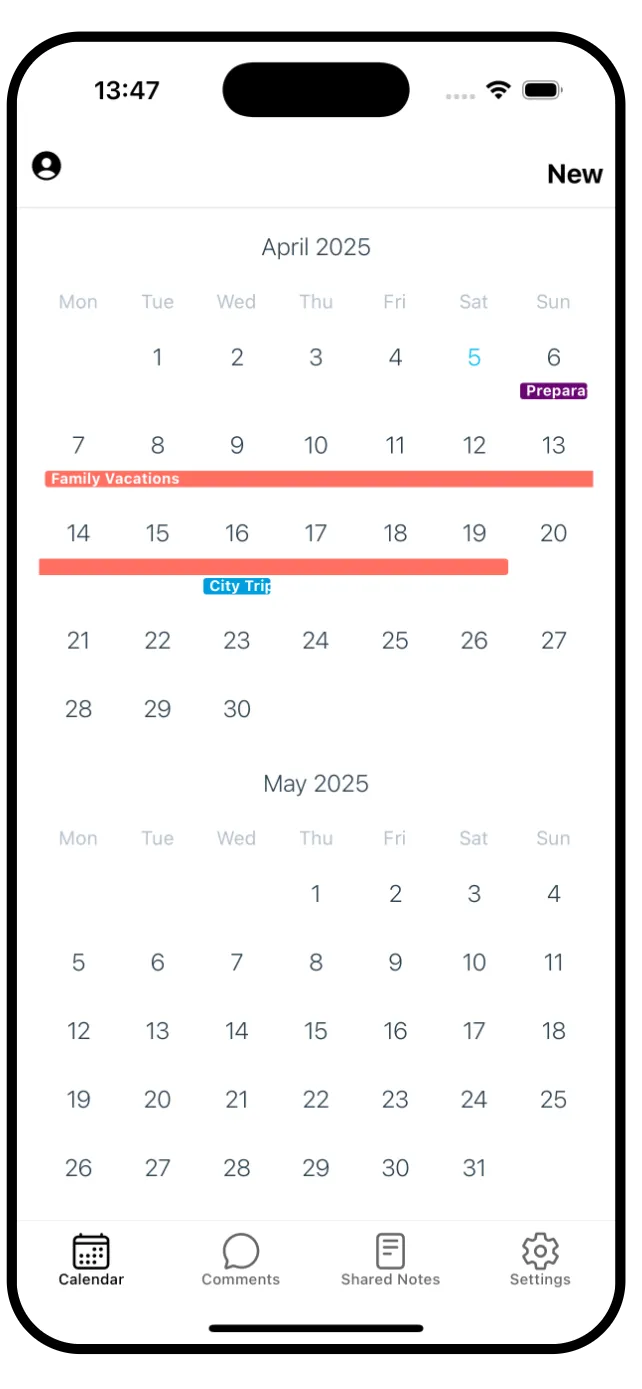 Suntimes Calendar App View